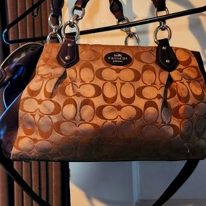 Purple and tan Coach bag